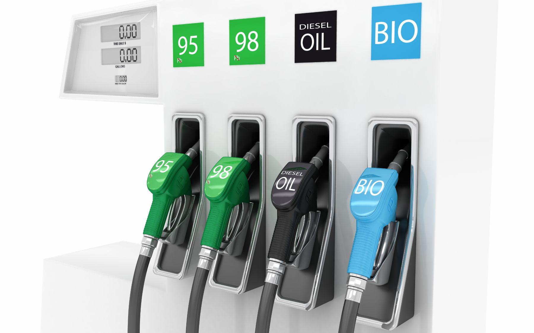 Pompe à carburant avec sélection 95, 98, diesel et bio